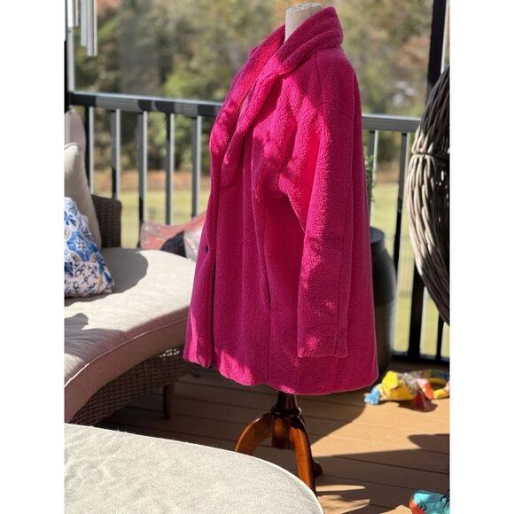 Daily Ritual Womens Teddy Bear Fleece Coat XXL Magenta Pink NWT - Picture 3 of 5